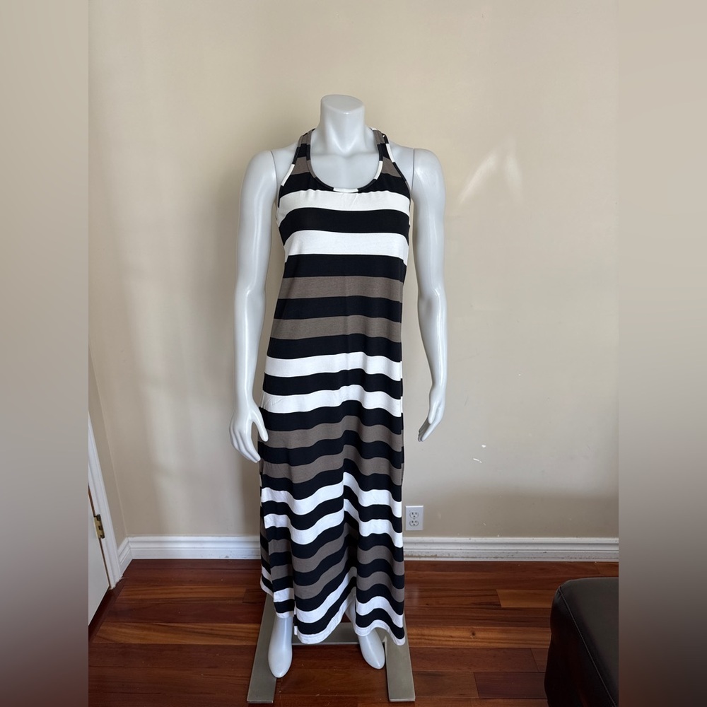 Tommy Bahama Black and White Striped Maxi Dress